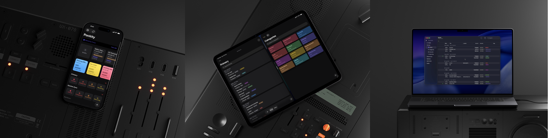 Pockity's hero-lockup-2025-08: Weekly and Monthly statistics, Category statistics, Entry widget, and Lockscreen hero-lockup-2025-08